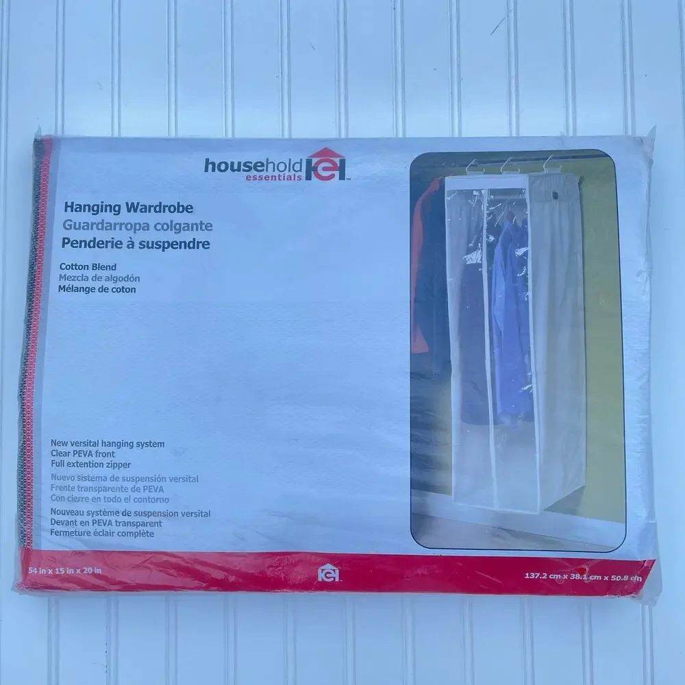 NEW HOUSEHOLD ESSENTIALS Hanging Wardrobe Garment Storage Bag Natural 311332